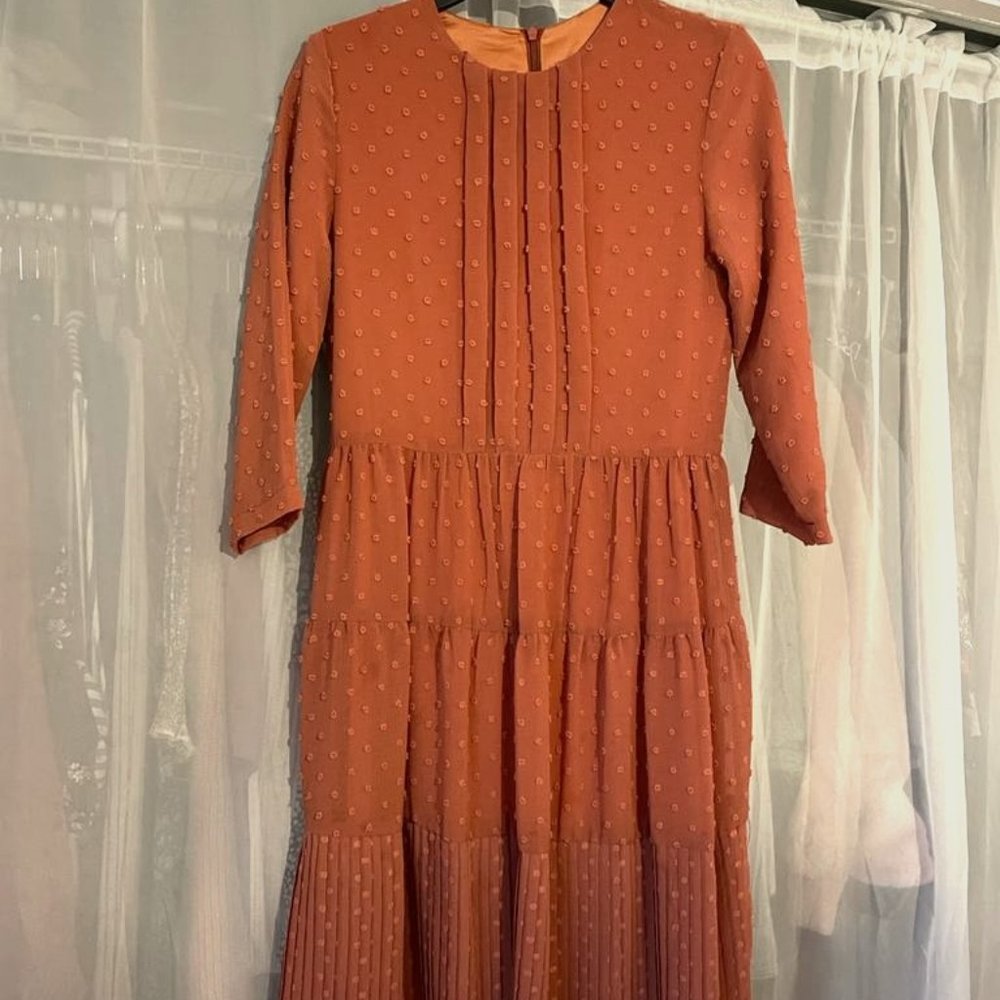 Burnt Orange colored dress- Perfect condition- Worn only Once- polkadot design